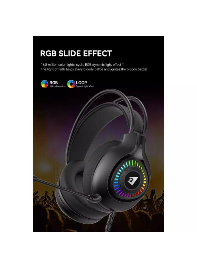 JERTECH HG01 SCOUT USB RGB Gaming Headset with 7.1 Surround Sound, 50mm Drivers, Noise Isolating Microphone, Wired Headphones for PC and Laptop - Image 3